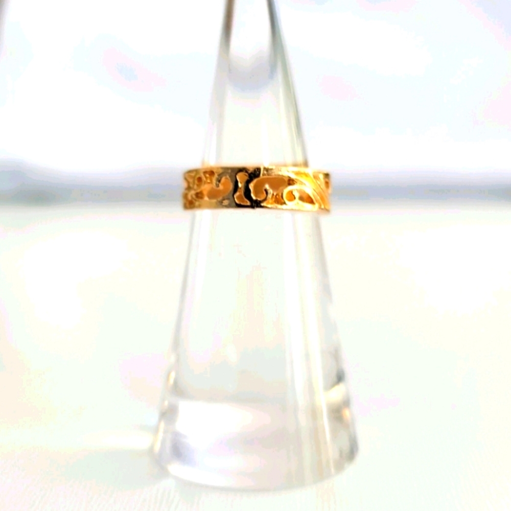 Vintage Gold Ocean Beach Waves Ring Size 5 Women's Jewelry